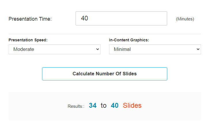 minutes to slides converter/ clculator